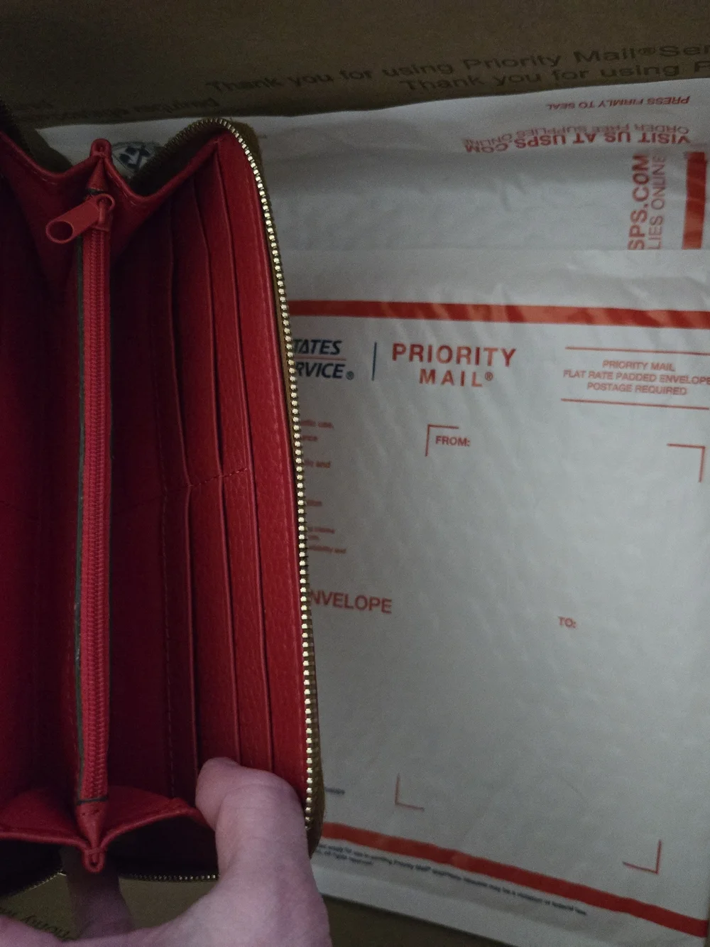 Dooney & Bourke Red Pebbled Leather Zip Wallet And Purse